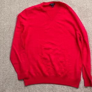 Lands End Sweater Men Large 42-44 Red‎ Cashmere Relaxed Soft Casual